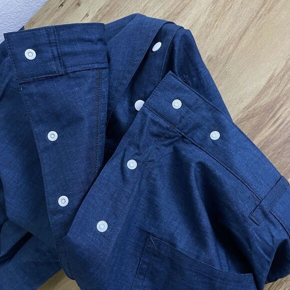 SasquatchFabrix Pants Large Womens Blue Snap Adjustable Wide Cotton Japanese - Picture 11 of 13